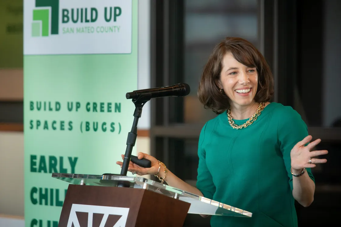 A speaker at the podium during the Build Up Green Spaces Early Childhood Climate Summit
