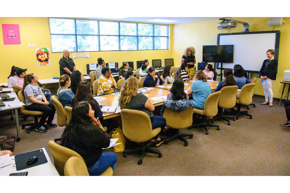 Teacher Pipeline Project participants during a training session in a classroom